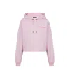 Balmain Flocked Logo Cropped Organic Cotton Hoodie In Pink