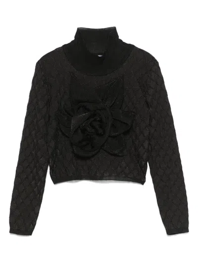 Balmain Kids' Floral-appliqué Sweater In Black