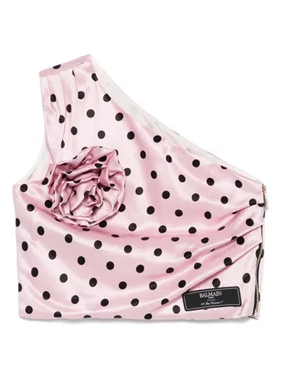 Balmain Kids' Floral-appliqué Top In Pink