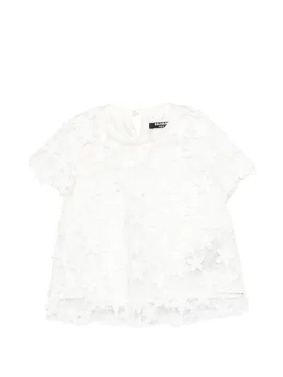 Balmain Kids' Floral-lace Blouse In White