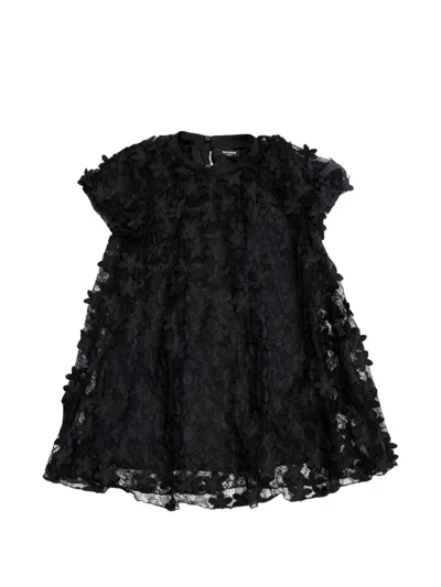 Balmain Kids' Floral-lace Dress In Black