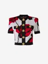 Balmain Cropped Rose Print Button-down Cardigan In Slim Fit Design