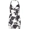 Balmain Floral-print Leather Minidress In White