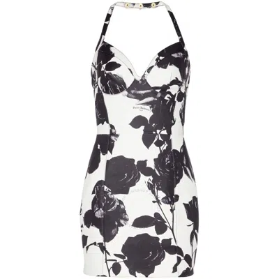 BALMAIN BALMAIN FLORAL-PRINT LEATHER MINIDRESS