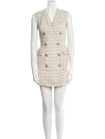 Pre-owned Balmain Floral Print Mini Dress In Neutral