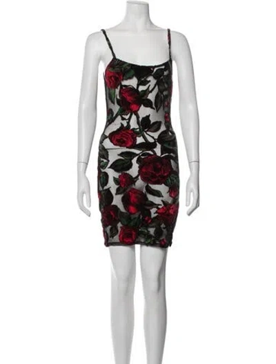 Pre-owned Balmain Floral Print Mini Dress In Red