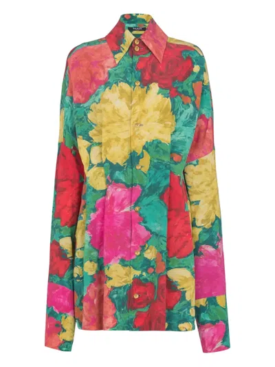 Balmain Floral-print Shirt Dress In Multi