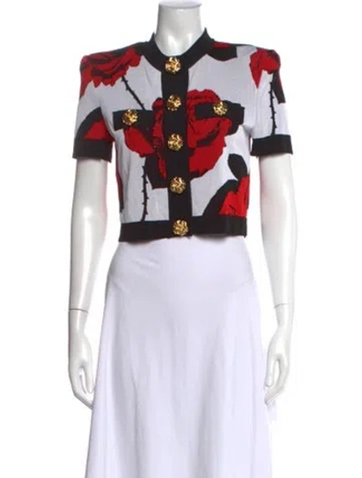 Pre-owned Balmain Floral Print Short Sleeve Top In Multi