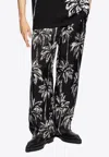 Balmain Black Pyjama Pants With Palm Print In Black