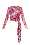 BALMAIN BALMAIN FLORAL PRINTED TIE FRONT TOP