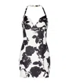 Balmain Floral-print Leather Minidress In White