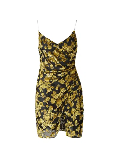 Balmain Floral-pattern Draped Mini Dress In Multi