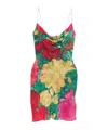 Balmain Silk Cowl Neck Mini Dress With Thin Straps - Size 36 In Green
