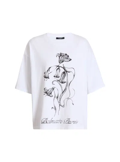 Balmain Flower T-shirt In White