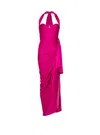 Balmain Flowing Draped Interlock Jersey Dress In Pink