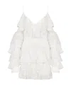 Balmain Flowing Dress With Lace Ruffles In White