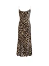 Balmain Flowing Leopard Print Velvet Dress In Animal Print