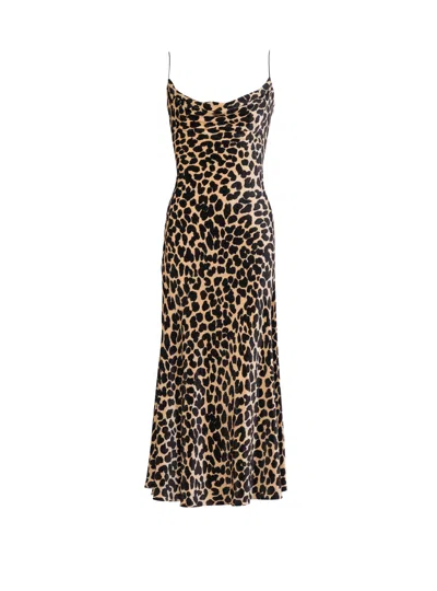 Balmain Flowing Leopard Print Velvet Dress In Animal Print