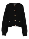 Balmain Fluffy-sleeve Button Cardigan In Black