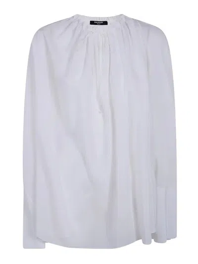 Balmain Fluid Crepe Blouse In White