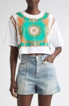 Balmain Chain Motif Crew Neck Cropped T-shirt
