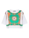 Balmain Chain Motif Crew Neck Cropped T-shirt