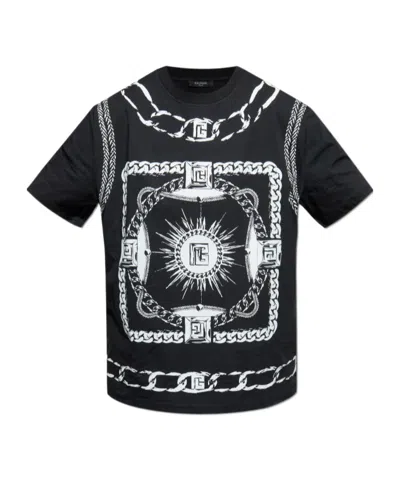 Balmain Foulard-print T-shirt In Black