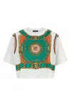 Balmain Chain Motif Crew Neck Cropped T-shirt In Multi