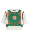 Balmain Chain Motif Crew Neck Cropped T-shirt In Multi