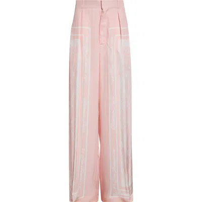Balmain Foulard Print Twill Pants In Pink