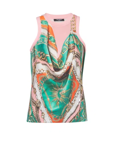 BALMAIN FOULARD PRINT VEST TOP