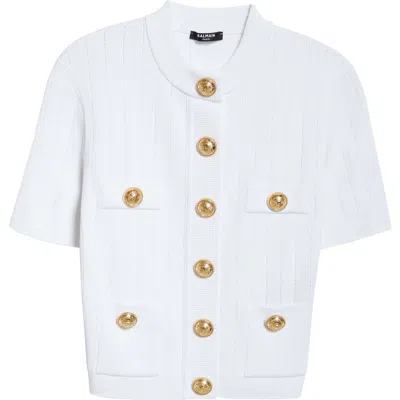 Balmain Four Pocket Cardigan In White