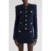 Balmain Four-pocket Tweed Jacket In Blue