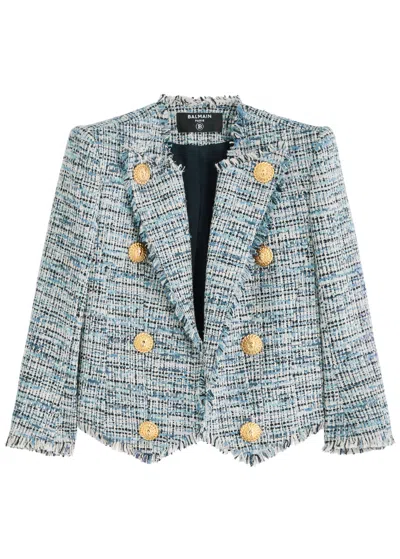 BALMAIN BALMAIN FRAYED BOUCLÉ TWEED JACKET