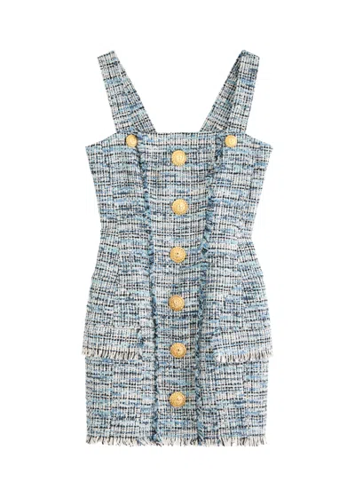 BALMAIN BALMAIN FRAYED BOUCLÉ TWEED MINI DRESS