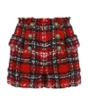 Balmain Frayed Check Tweed Shorts In Multicolor