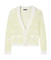 Balmain Frayed-detail Ribbed-knit Cardigan In White