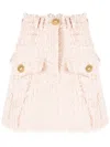 Balmain Frayed Tweed Miniskirt In Neutrals