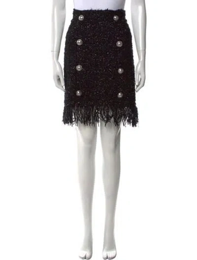 Pre-owned Balmain Fringe Trim Accent Knee-length Skirt In Multi