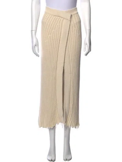 Pre-owned Balmain Fringe Trim Accent Long Skirt In Neutral