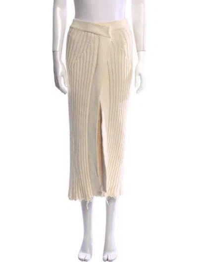 Pre-owned Balmain Fringe Trim Accent Midi Length Skirt In Neutral