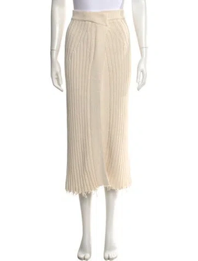 Pre-owned Balmain Fringe Trim Accent Midi Length Skirt In Neutral