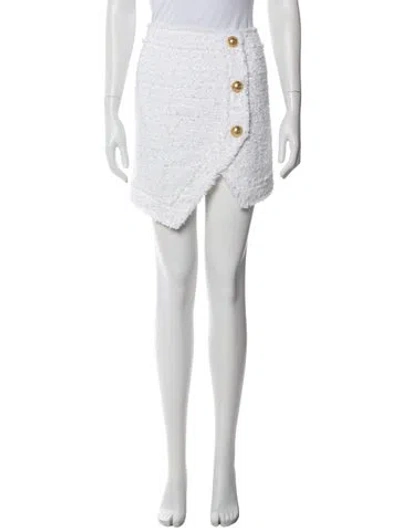 Pre-owned Balmain Fringe Trim Accent Mini Skirt In Neutral