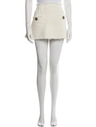 Pre-owned Balmain Fringe Trim Accent Mini Skirt In Neutral