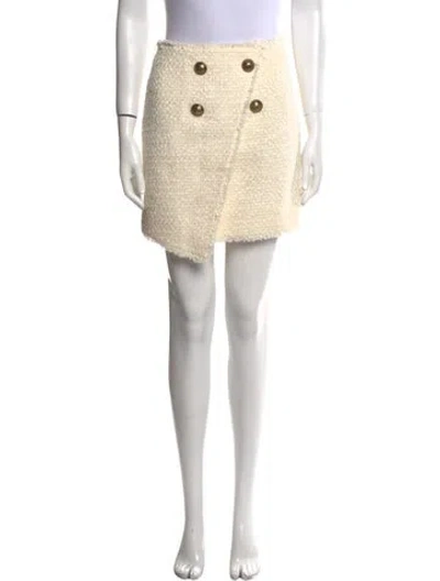 Pre-owned Balmain Fringe Trim Accent Mini Skirt In Neutral