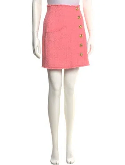 Pre-owned Balmain Fringe Trim Accent Mini Skirt In Pink