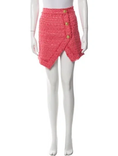 Pre-owned Balmain Fringe Trim Accent Mini Skirt W/ Tags In Pink