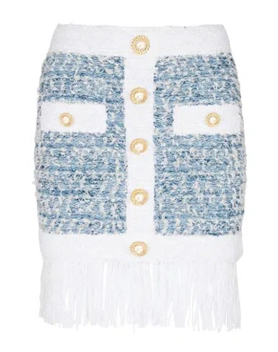 Balmain Mini Blue Denim Tweed Skirt