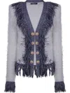 Balmain Tweed Jacket With Fringed Metallic Accents In White