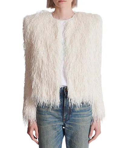 Balmain Fringed Jacket In Neutral